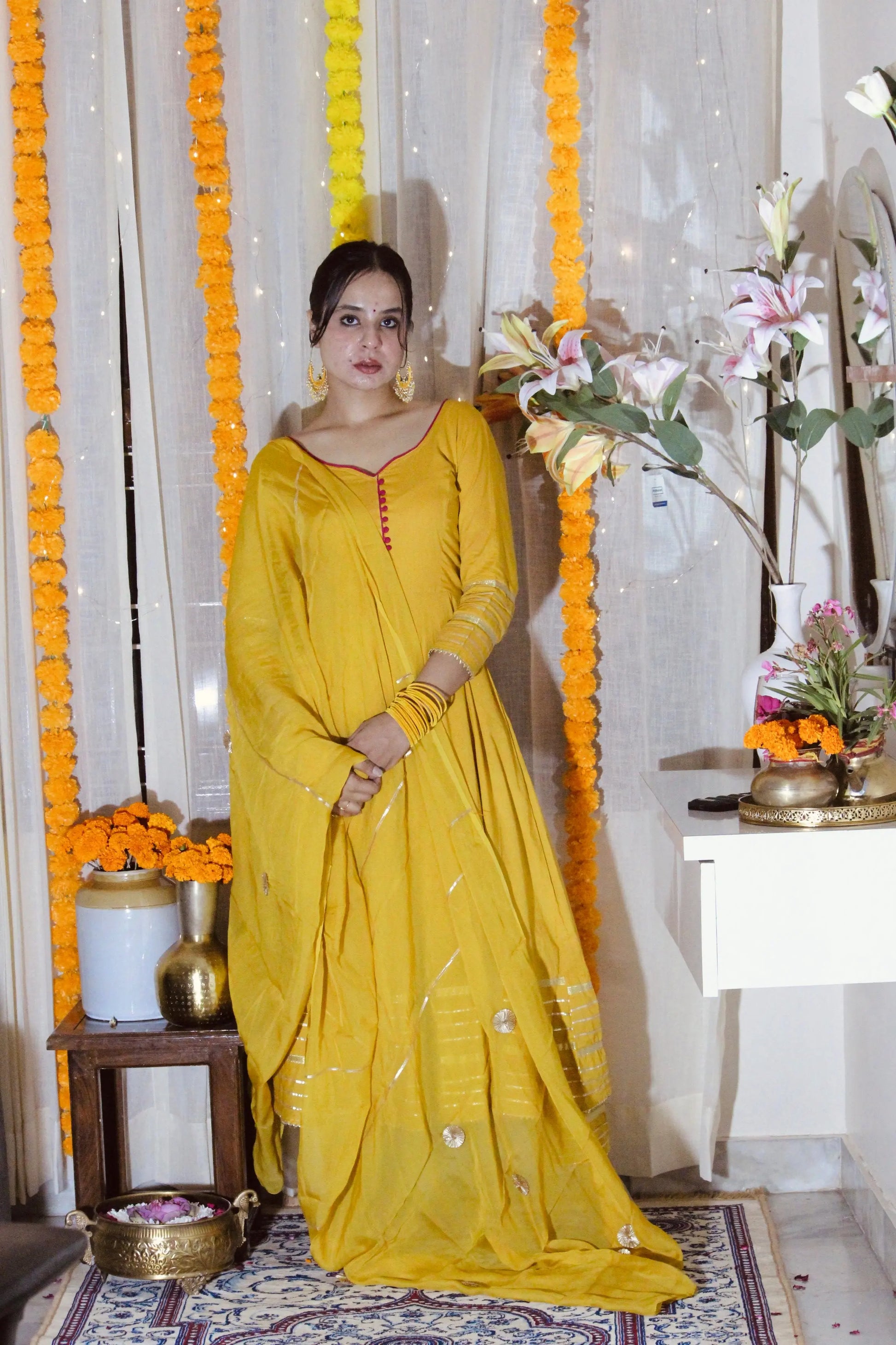 Haldi Anarkali Suit Set Patakha