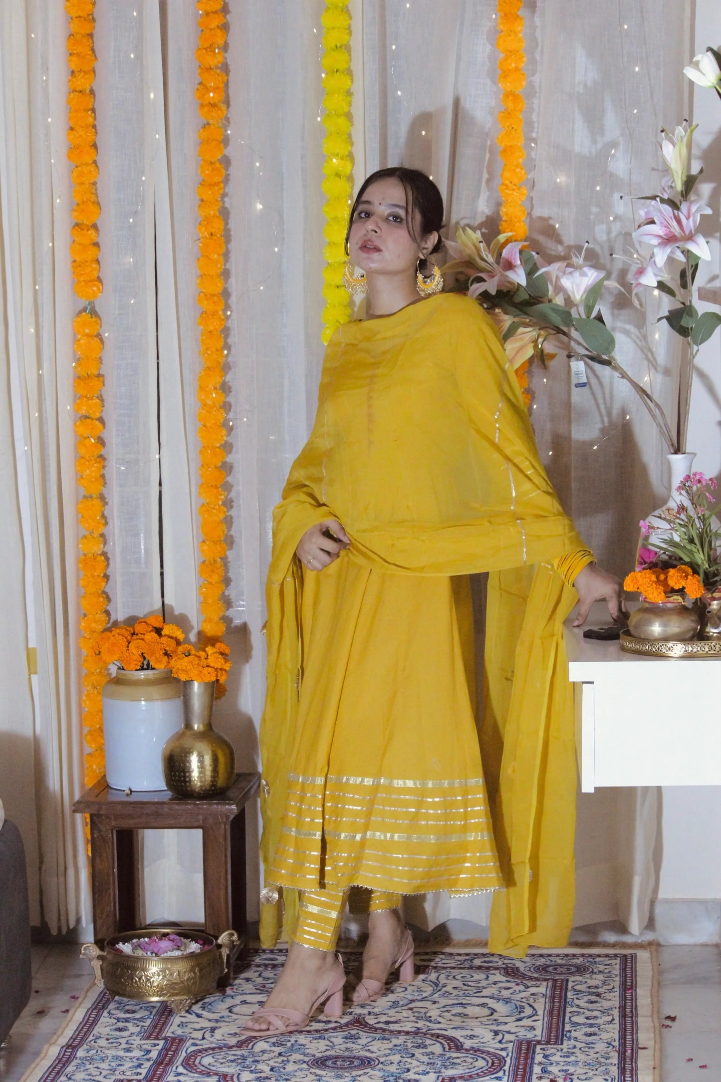 Haldi Anarkali Suit Set Patakha